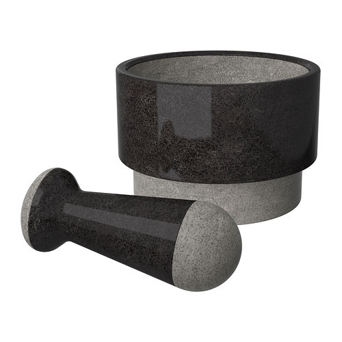 ÄDELSTEN Mortar and pestel, marble black - 602.012.51