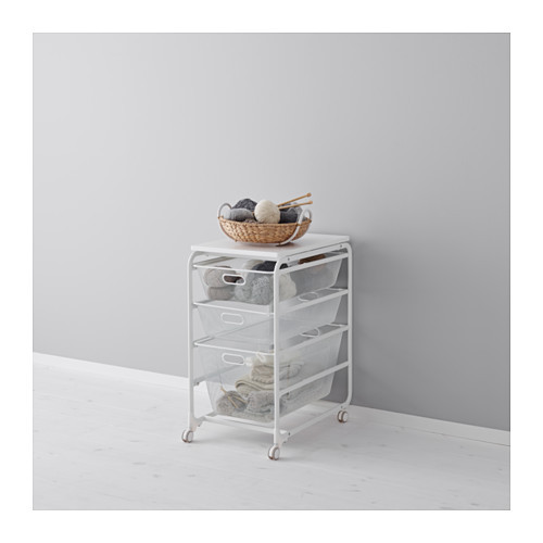 ALGOT Frame/mesh baskets/top shelf/caster, white - 990.071.11