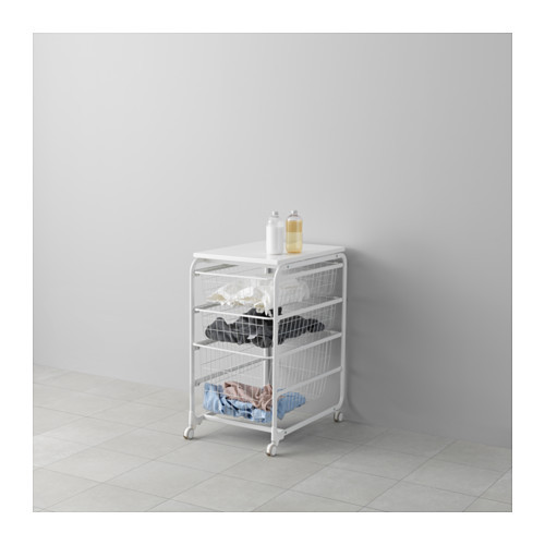 ALGOT Frame/wire baskets/top shelf/caster, white - 099.063.62