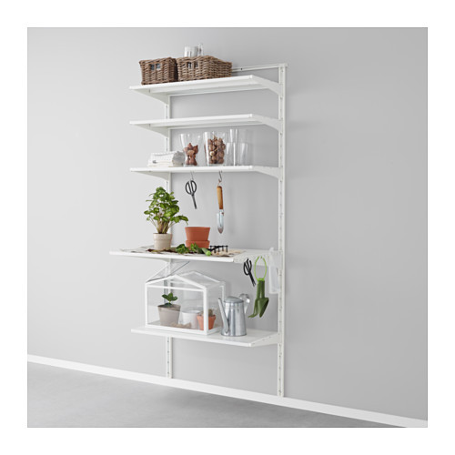 ALGOT Wall upright, shelf and hook, metal white - 190.942.25