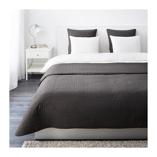 ALINA Bedspread and 2 cushion covers, dark gray - 001.626.48