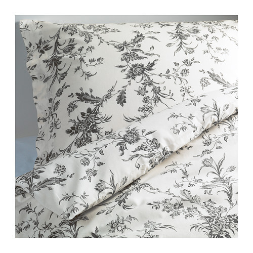 ALVINE KVIST Duvet cover and pillowcase(s), white, gray - 001.596.36