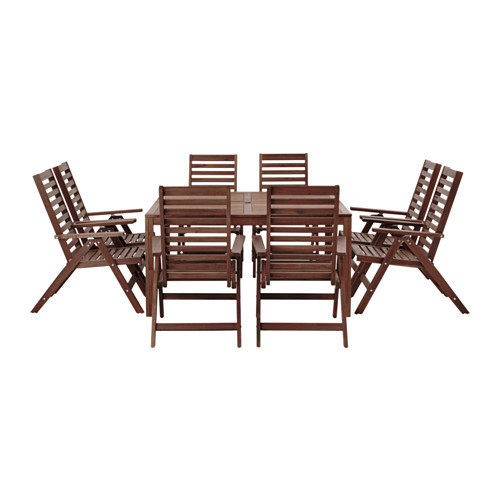 ÄPPLARÖ Table+ and 8 reclining chairs, outdoor brown stained - 390.539.69