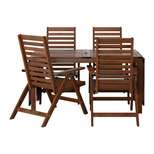 ÄPPLARÖ Table + 4 reclining chairs, outdoor, brown stained - 590.483.97