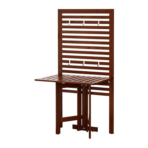 ÄPPLARÖ Wall panel+gate-leg table, outdoor, brown stained - 490.540.15