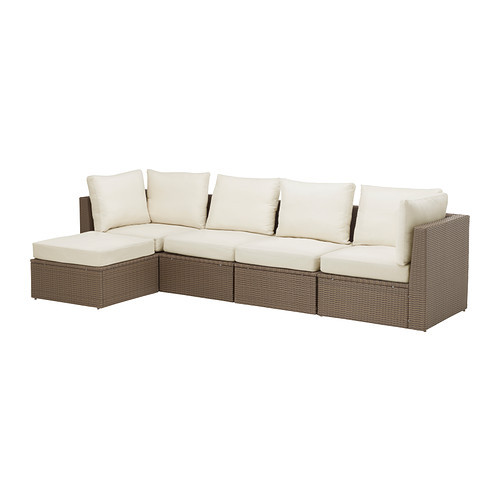 ARHOLMA 4-seat sofa with footstool, outdoor, brown, beige - 899.041.23