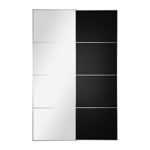AULI /
ILSENG Pair of sliding doors, mirror glass, black-brown - 899.324.23