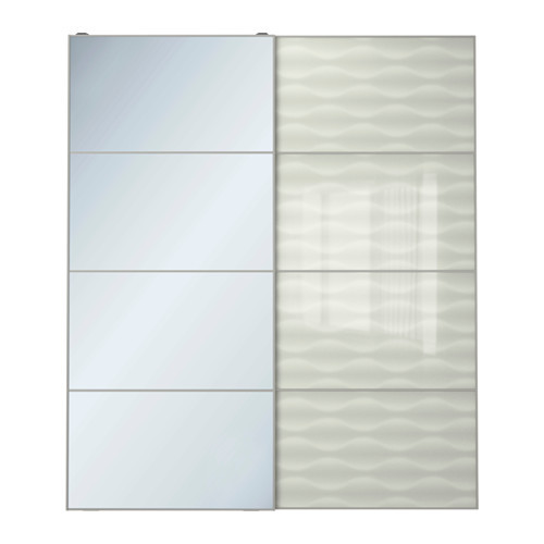 AULI /
INNFJORDEN Pair of sliding doors, mirror glass, white glass - 790.125.09