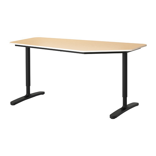 BEKANT 5-sided desk, birch veneer, black - 390.063.60