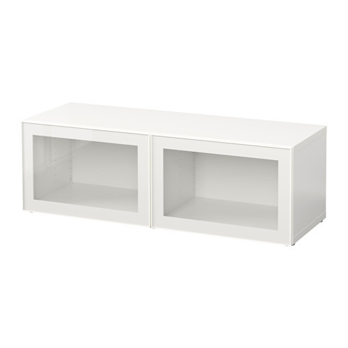 BESTÅ Shelf unit with glass doors, white, Glassvik white/clear glass - 490.478.07