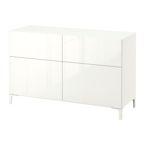 BESTÅ Storage combination w doors/drawers, white, Selsviken high-gloss/white - 690.896.60