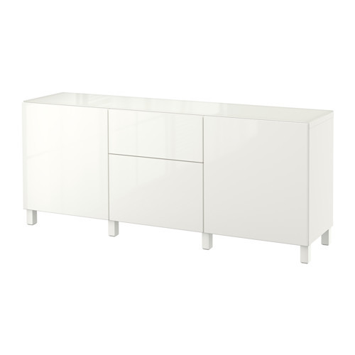 BESTÅ Storage combination w doors/drawers, white, Selsviken high-gloss/white - 291.030.74