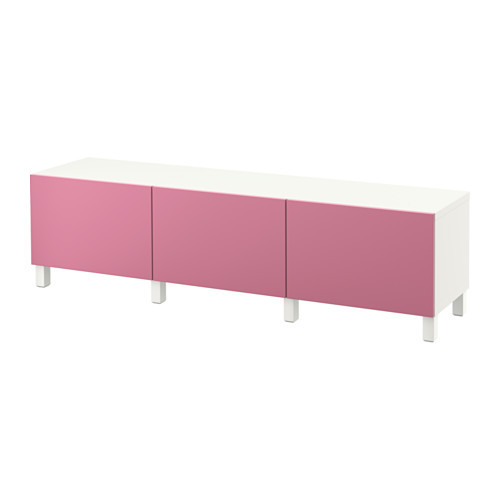 BESTÅ Storage combination with drawers, white, Lappviken pink - 990.724.32