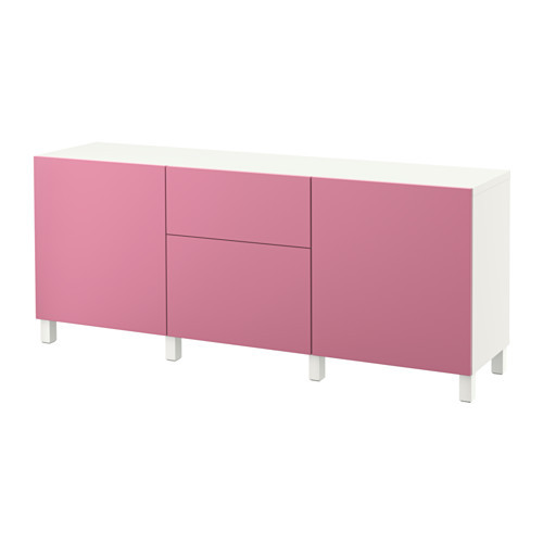 BESTÅ Storage combination with drawers, white, Lappviken pink - 490.897.41