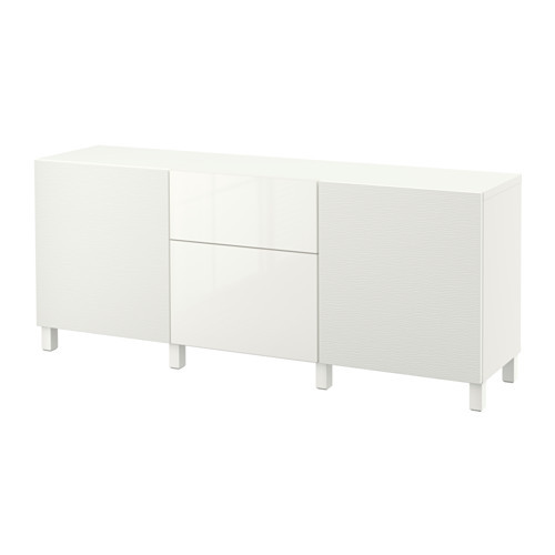 BESTÅ Storage combination with drawers, Laxviken white, Selsviken high-gloss/white - 390.897.27