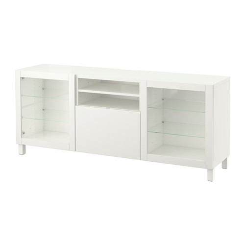 BESTÅ TV unit with drawers, Lappviken, Sindvik white clear glass - 390.843.67
