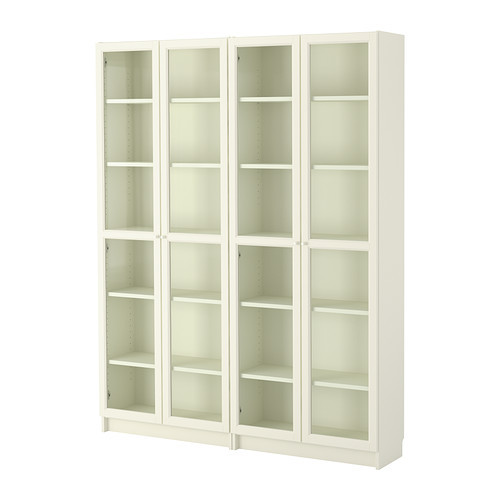 BILLY /
OXBERG Bookcase, white, glass - 890.178.32