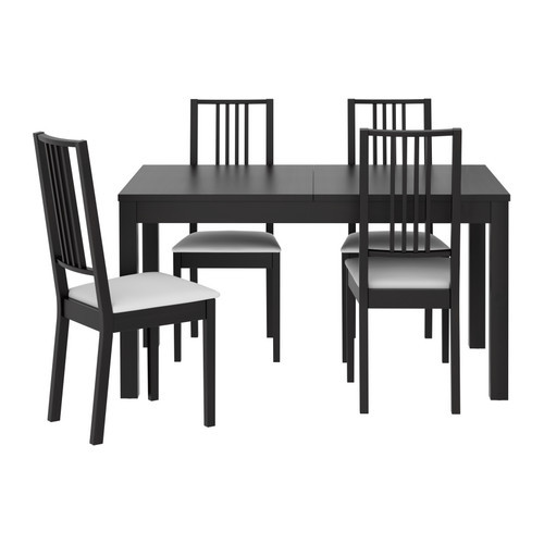 BJURSTA /
BÖRJE Table and 4 chairs, brown-black, Gobo white - 898.929.31