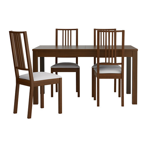 BJURSTA /
BÖRJE Table and 4 chairs, brown, Gobo white - 198.980.74