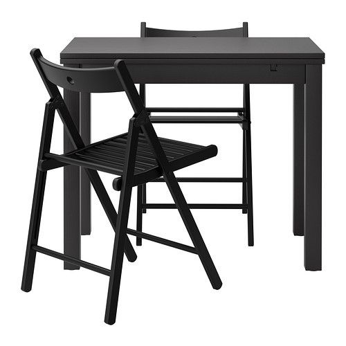 BJURSTA /
TERJE Table and 2 chairs, brown-black, black - 790.106.52