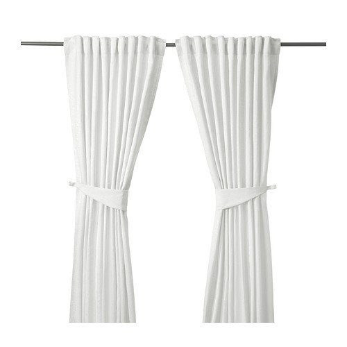 BLEKVIVA Curtains with tie-backs, 1 pair, white - 002.619.07