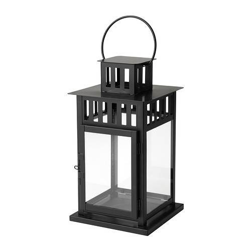 BORRBY Lantern for block candle, black indoor/outdoor black - 101.561.09