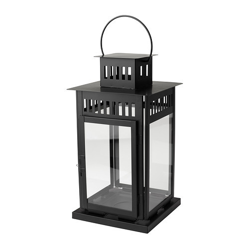 BORRBY Lantern for block candle, black indoor/outdoor black - 701.561.11