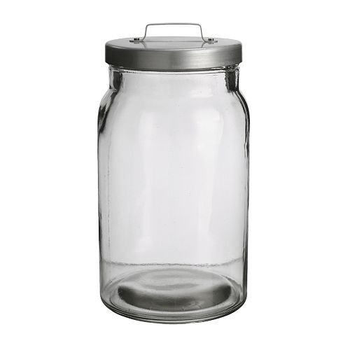 BURKEN Jar with lid, clear glass, aluminum - 061.300.00