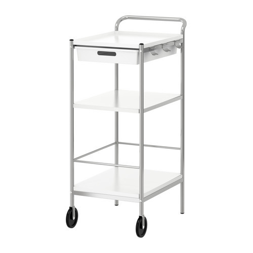 BYGEL Utility cart, white, silver color - 601.777.03