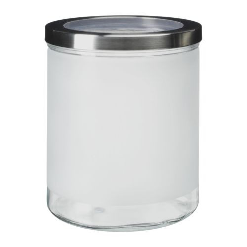 DROPPAR Jar with lid, frosted glass, stainless steel - 401.125.43