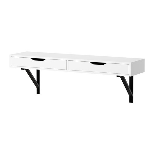 EKBY ALEX /
EKBY VALTER Shelf with drawer, white, black - 498.853.48