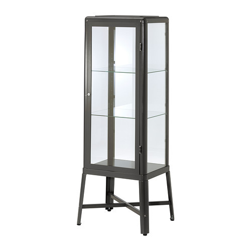 FABRIKÖR Glass-door cabinet, dark gray - 002.422.78