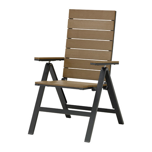 FALSTER Reclining chair, outdoor, black foldable black, brown - 002.405.71