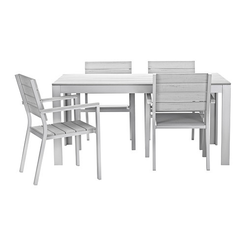 FALSTER Table and 4 armchairs, outdoor, gray - 198.979.46