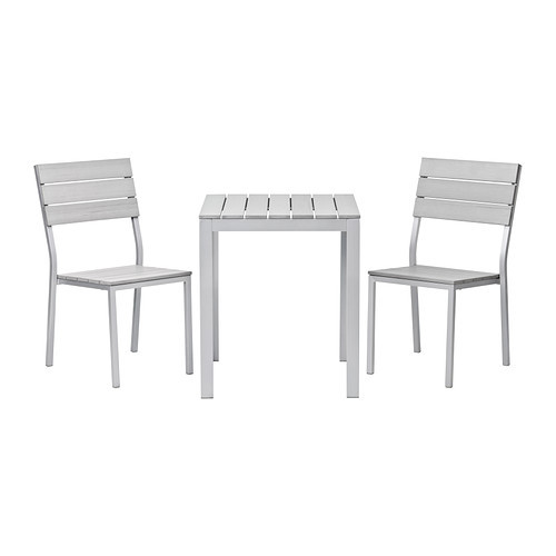 FALSTER Table+2 chairs, outdoor, gray - 698.984.39