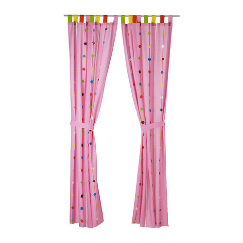FESTLIG Curtain with tie-back, pink - 002.423.44