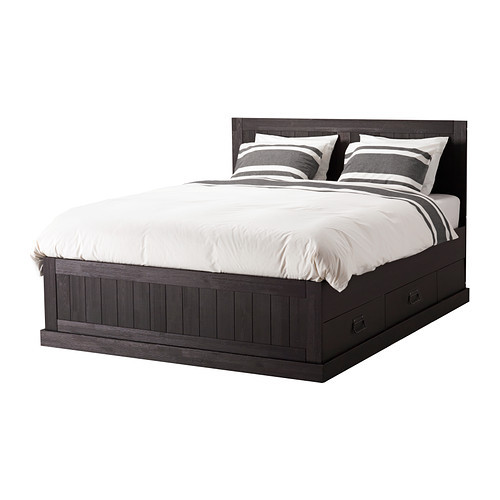 FJELL Bed frame with storage, black - 899.101.00