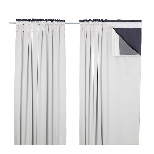 GLANSNÄVA Curtain liners, 1 pair, light gray - 902.912.88