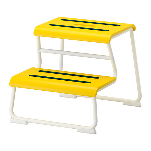 GLOTTEN Step stool, yellow, white - 302.713.68