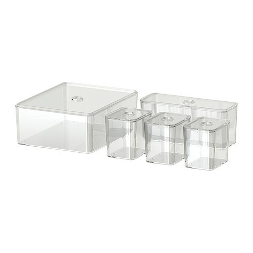 GODMORGON Box with lid, set of 5, clear - 701.774.77