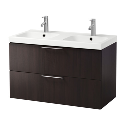 GODMORGON /
ODENSVIK Sink cabinet with 2 drawers, black-brown - 298.947.30