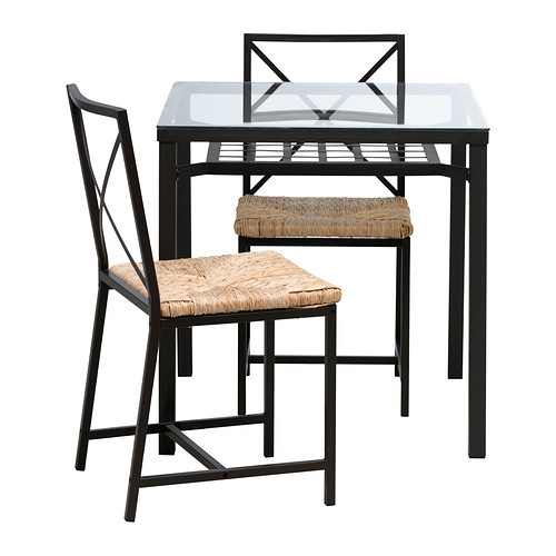 GRANÅS Table and 2 chairs, black, glass - 102.720.57