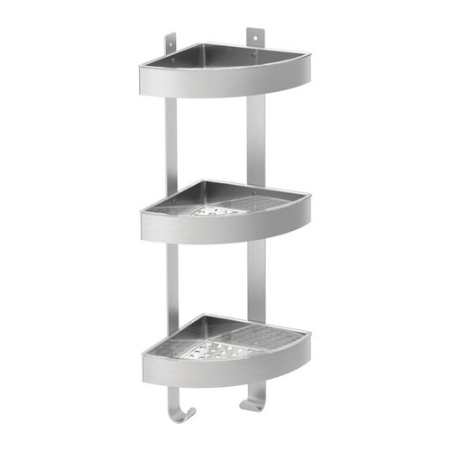 GRUNDTAL Corner wall shelf unit, stainless steel - 501.769.16