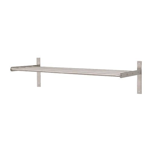 GRUNDTAL Towel hanger/shelf, stainless steel - 300.492.79