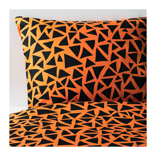 GULLTRATT Duvet cover and pillowcase(s), orange, black - 502.989.08