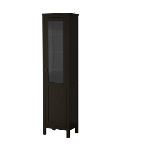 HEMNES Cabinet with panel/glass door, black-brown - 902.271.17