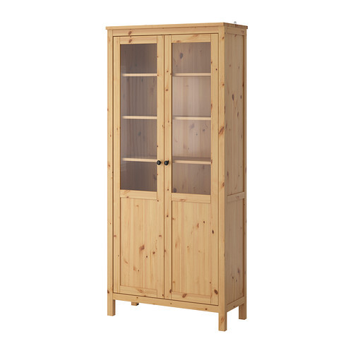HEMNES Cabinet with panel/glass door, light brown - 102.821.22