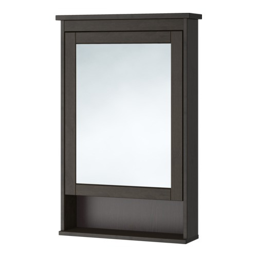 HEMNES Mirror cabinet with 1 door, black-brown stain - 302.176.73
