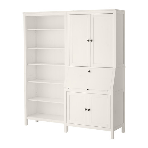 HEMNES Secretary with add-on-unit+bookcase, white stain - 490.018.71
