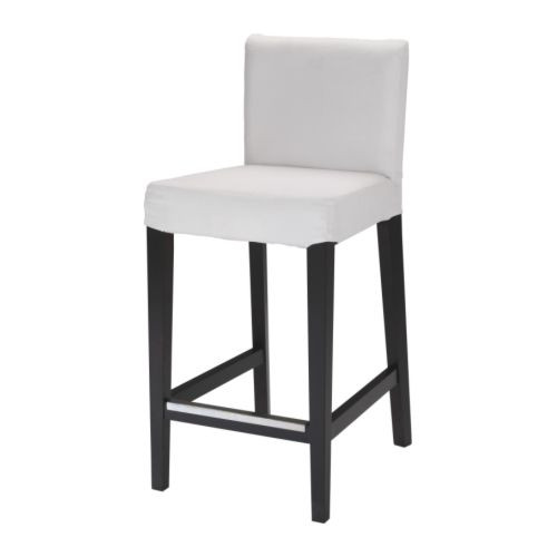 HENRIKSDAL Bar stool with backrest frame, brown-black - 401.557.35